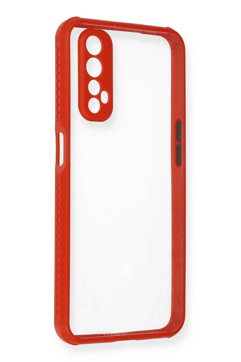 Mey İthalat®  Realme 7 Kılıf Miami Şeffaf Silikon - Kırmızı