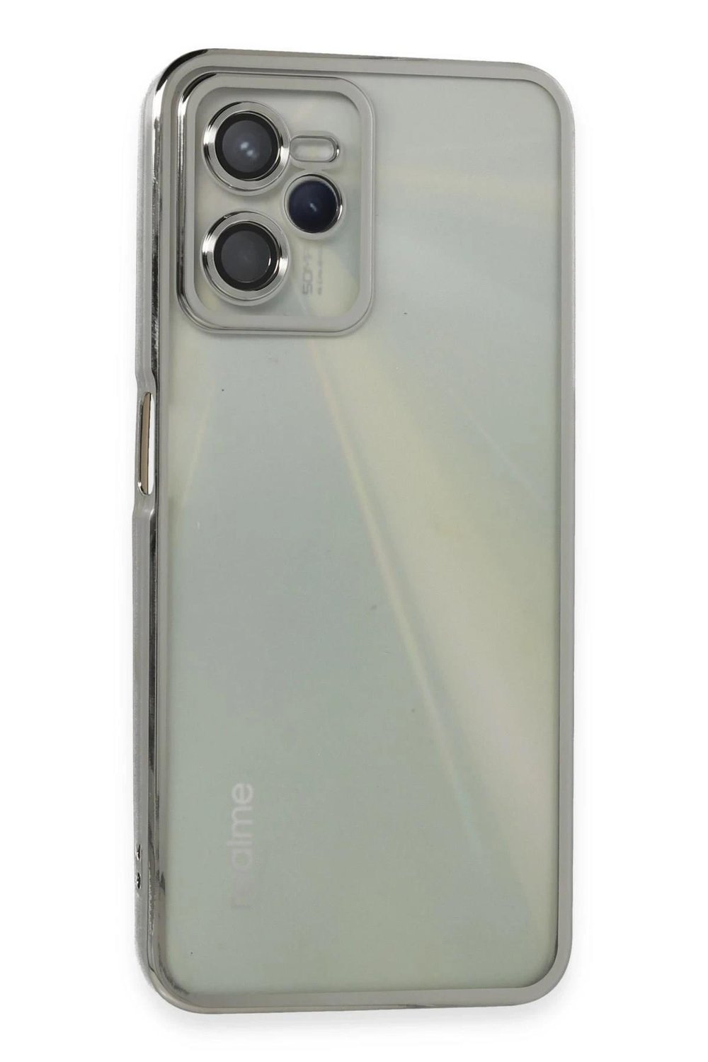 Mey İthalat®  Realme C35 Kılıf  Lensli Silikon - Gümüş