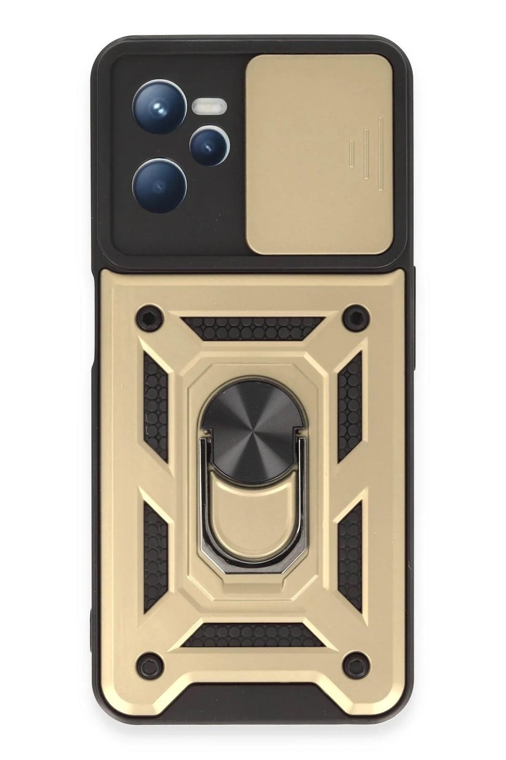 Mey İthalat®  Realme C35 Kılıf Pars Lens Yüzüklü Silikon - Gold