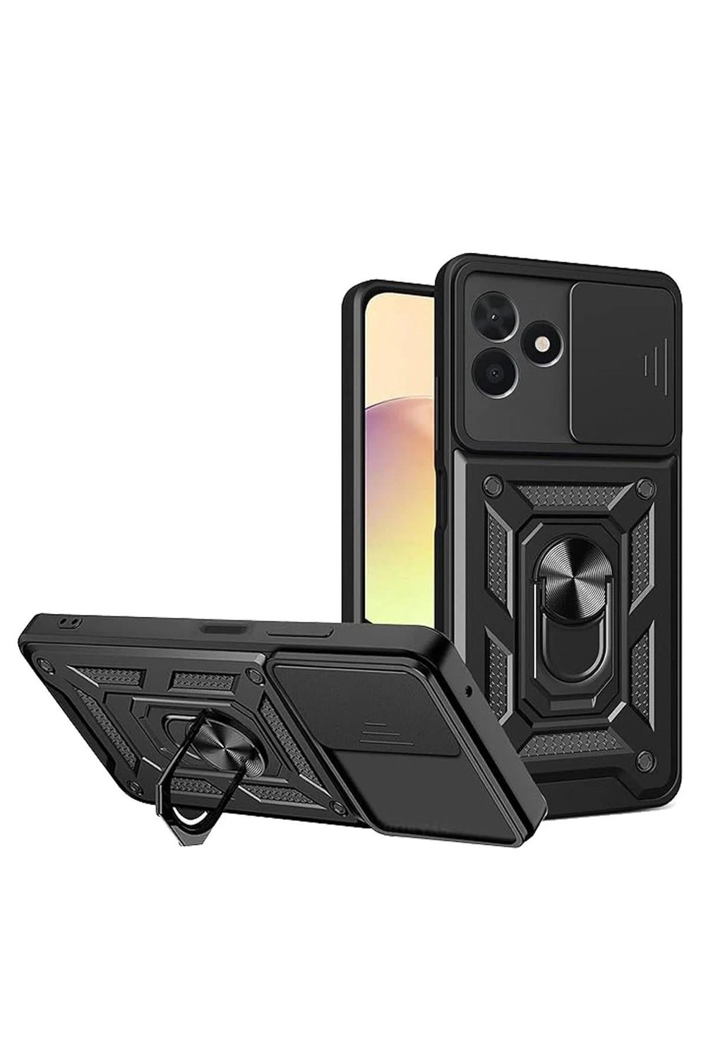 Mey İthalat®  Realme C53 Kılıf Pars Lens Yüzüklü Silikon - Siyah