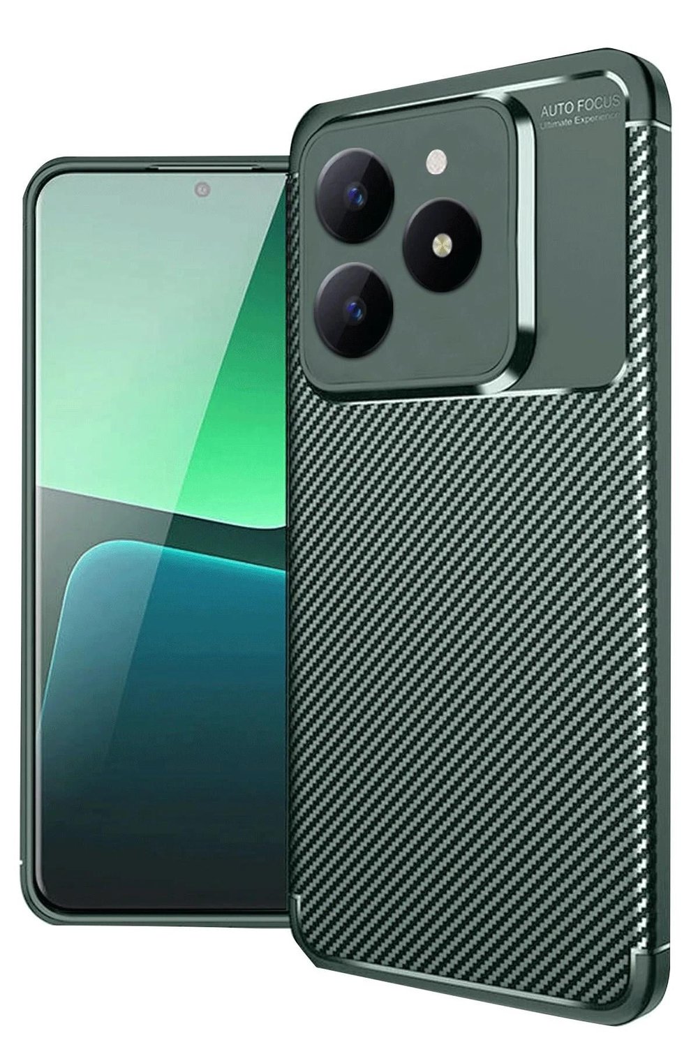 Mey İthalat®  Realme C61 Kılıf Auto Focus Karbon Kapak - Koyu Yeşil