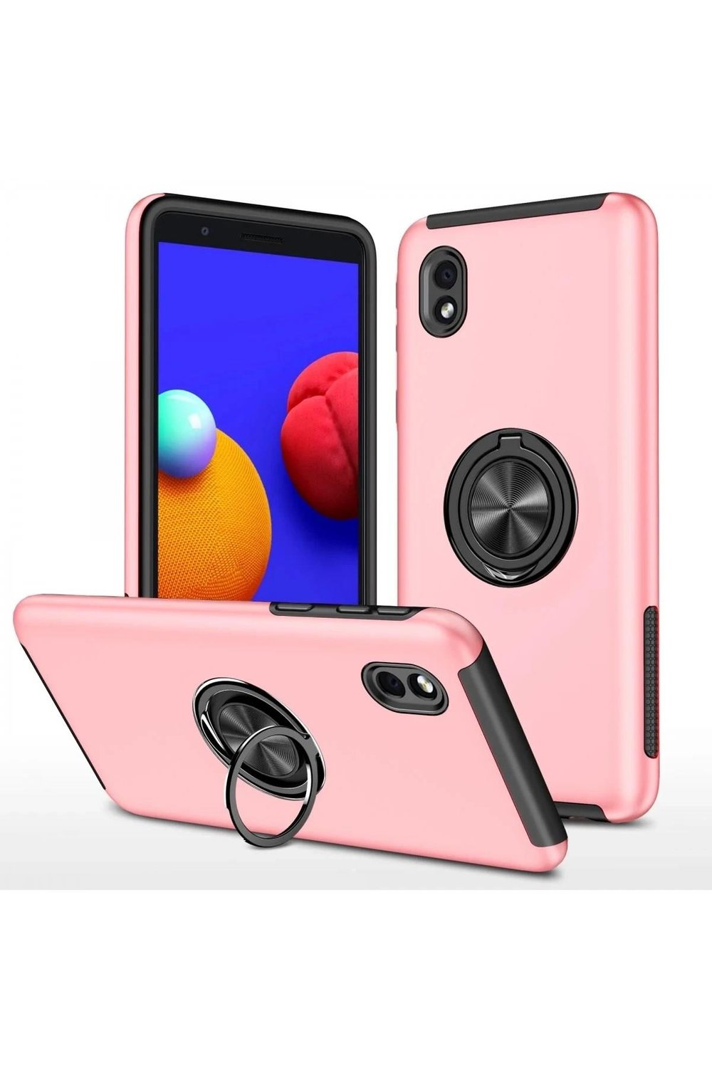 Mey İthalat®  Samsung Galaxy A01 Core Kılıf Elit Yüzüklü Kapak - Pembe