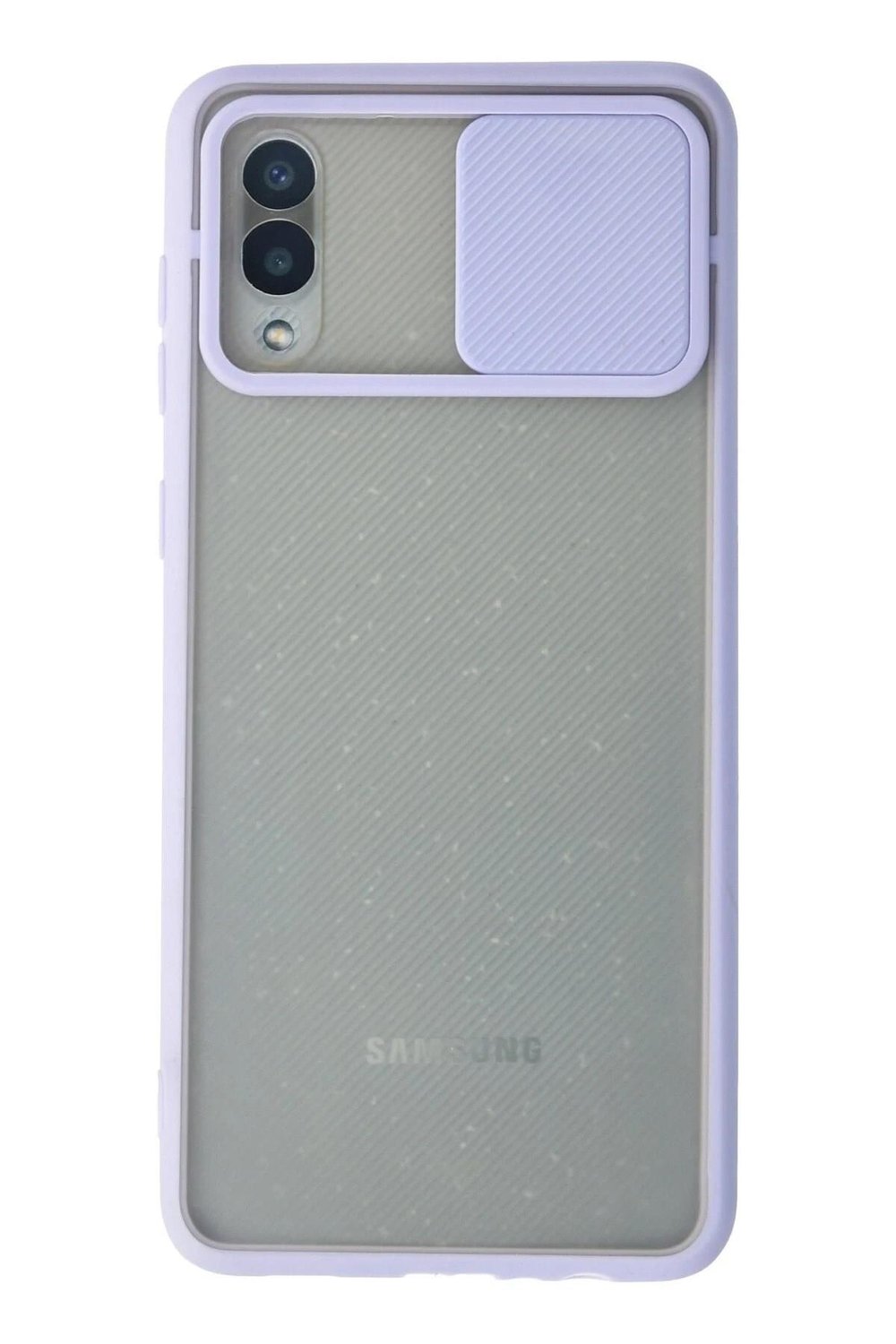 Mey İthalat®  Samsung Galaxy A02 Kılıf Palm Buzlu Kamera Sürgülü Silikon - Lila