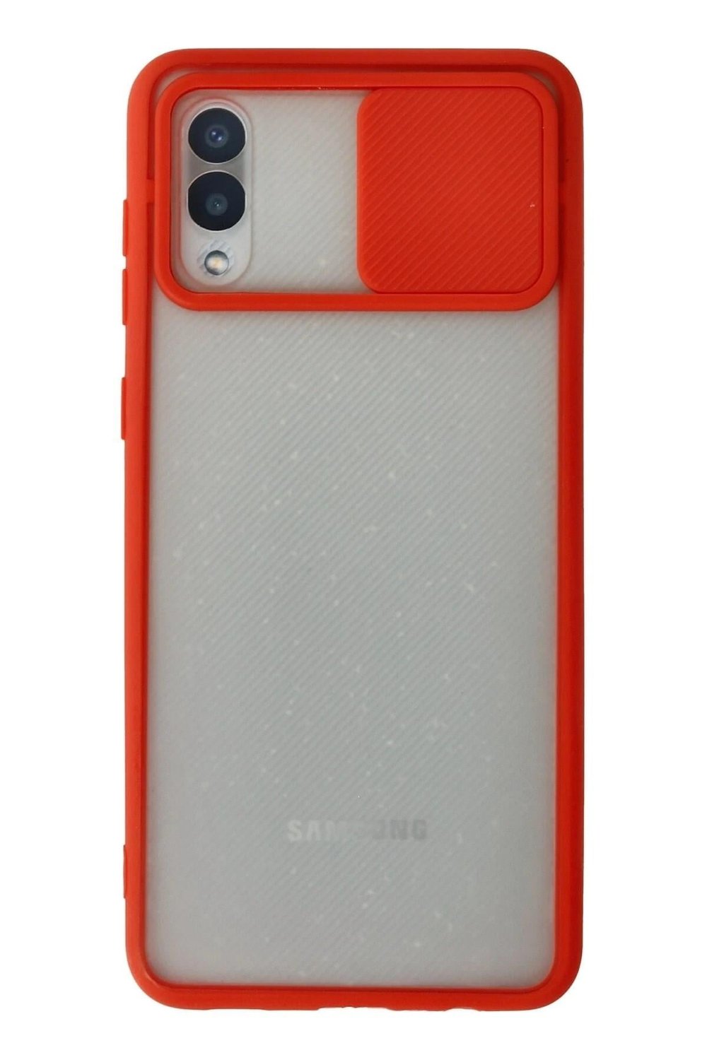 Mey İthalat®  Samsung Galaxy A02 Kılıf Palm Buzlu Kamera Sürgülü Silikon - Kırmızı