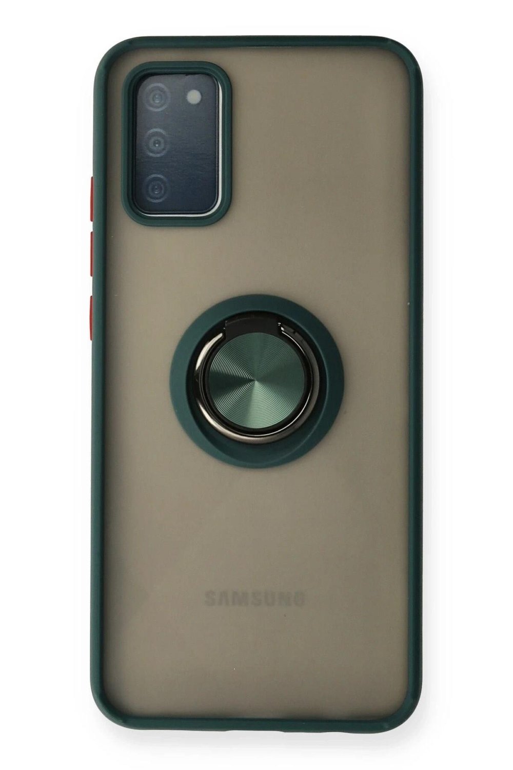 Mey İthalat®  Samsung Galaxy A02S Kılıf Montreal Yüzüklü Silikon Kapak - Yeşil