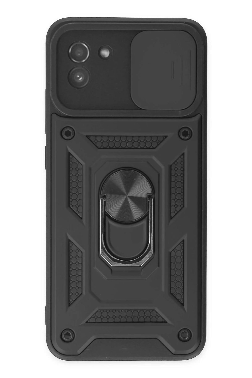 Mey İthalat®  Samsung Galaxy A03 Kılıf Pars Lens Yüzüklü Silikon - Siyah