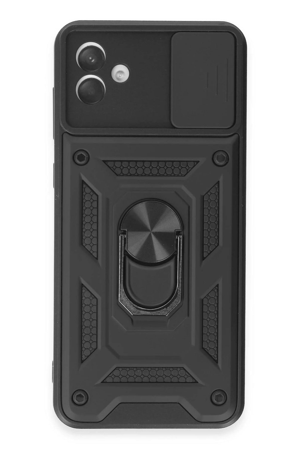 Mey İthalat®  Samsung Galaxy A04E Kılıf Pars Lens Yüzüklü Silikon - Siyah