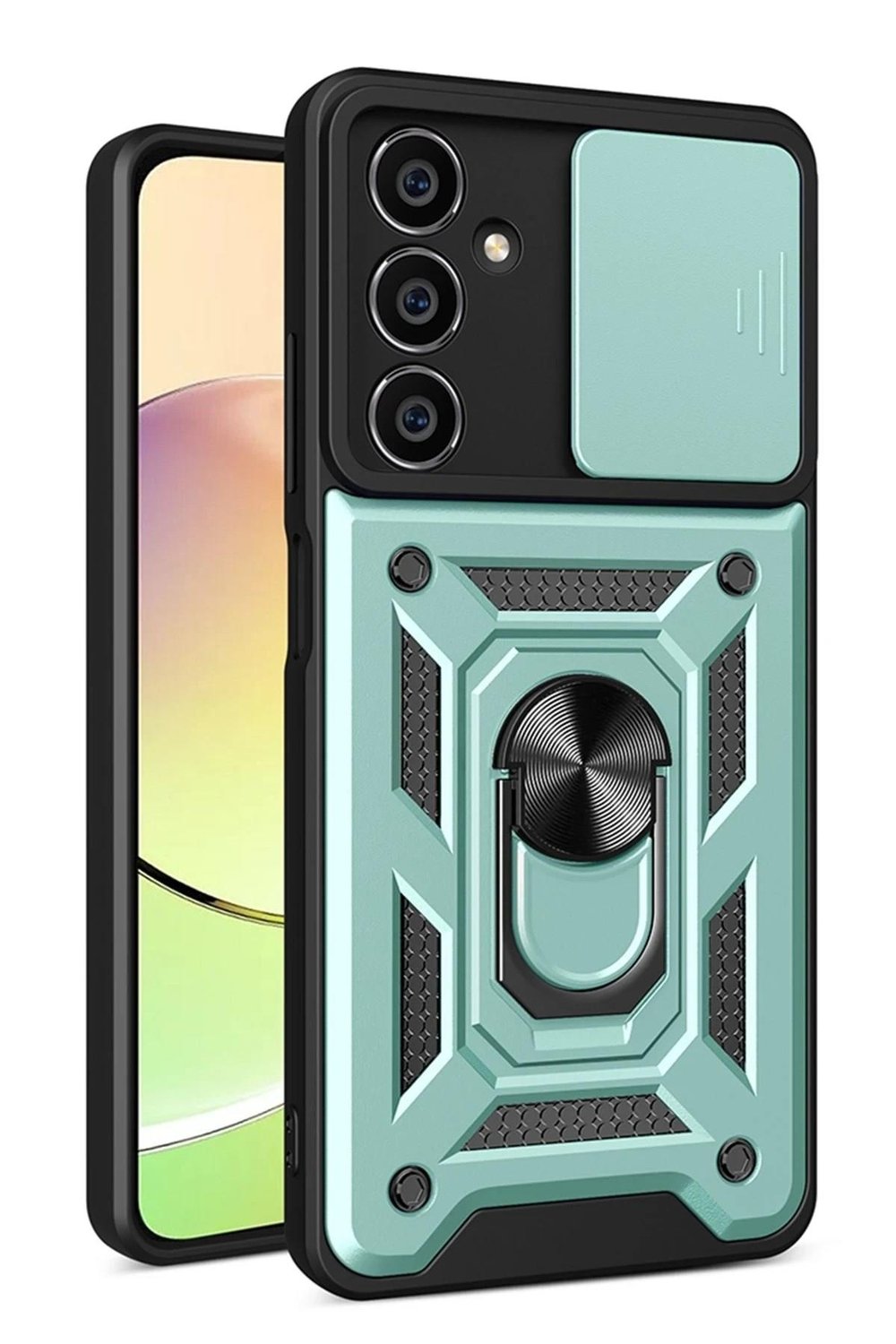 Mey İthalat®  Samsung Galaxy A05 Kılıf Pars Lens Yüzüklü Silikon - Yeşil