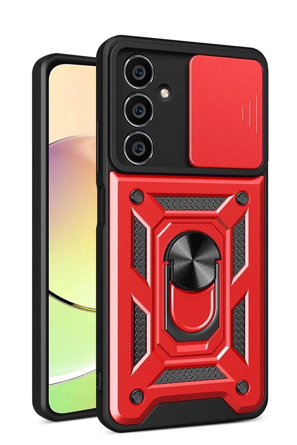 Mey İthalat®  Samsung Galaxy A05 Kılıf Pars Lens Yüzüklü Silikon - Kırmızı