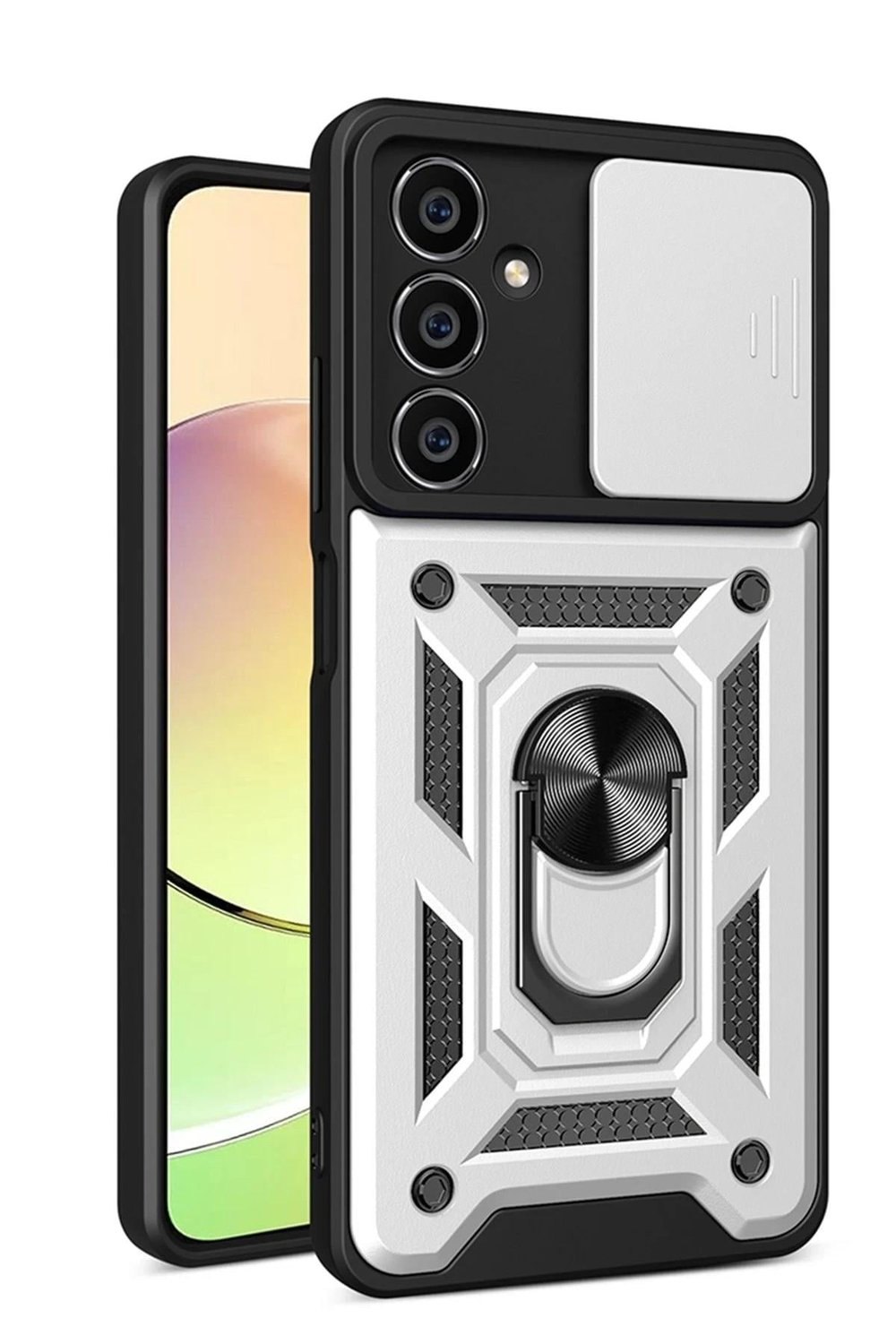 Mey İthalat®  Samsung Galaxy A05 Kılıf Pars Lens Yüzüklü Silikon - Gümüş