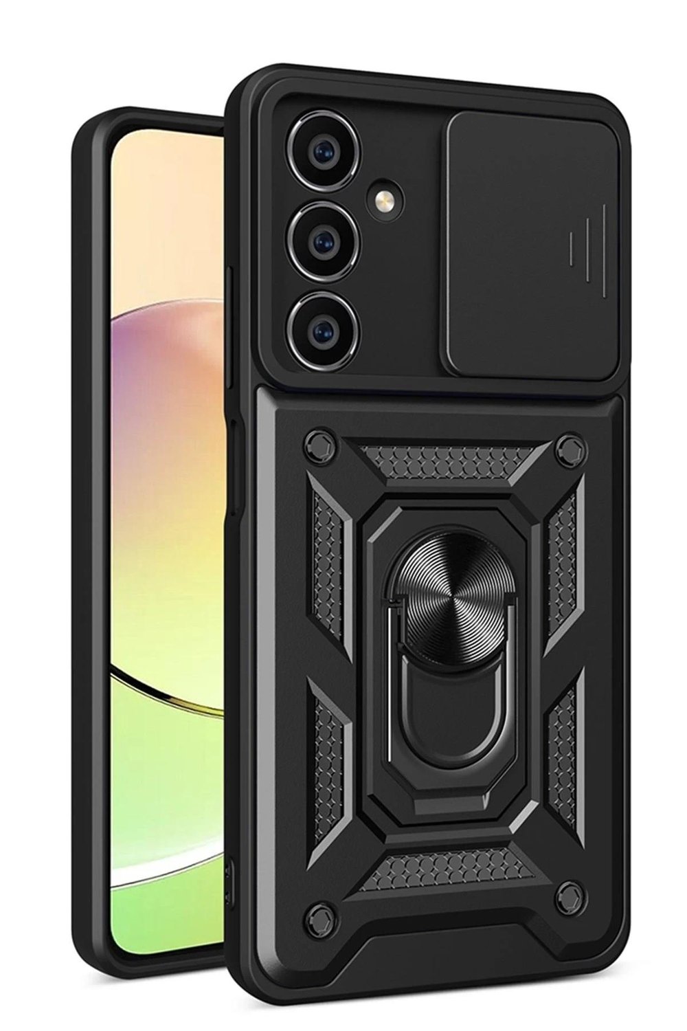 Mey İthalat®  Samsung Galaxy A05 Kılıf Pars Lens Yüzüklü Silikon - Siyah