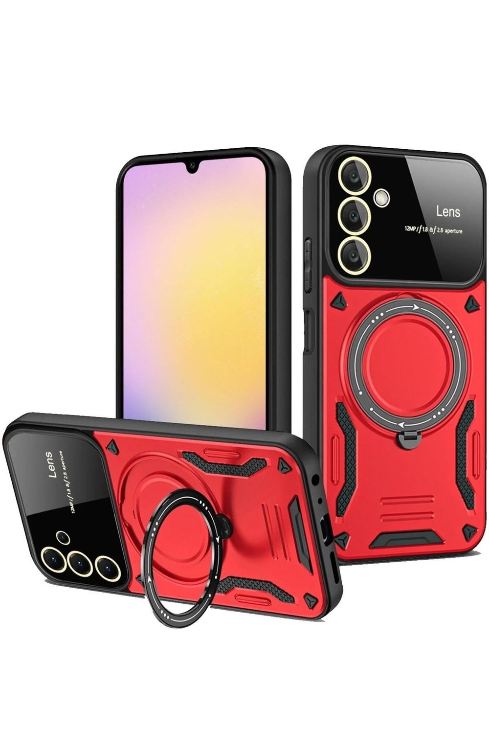 Mey İthalat®  Samsung Galaxy A05S Kılıf Joy Lens Standlı Kapak - Kırmızı