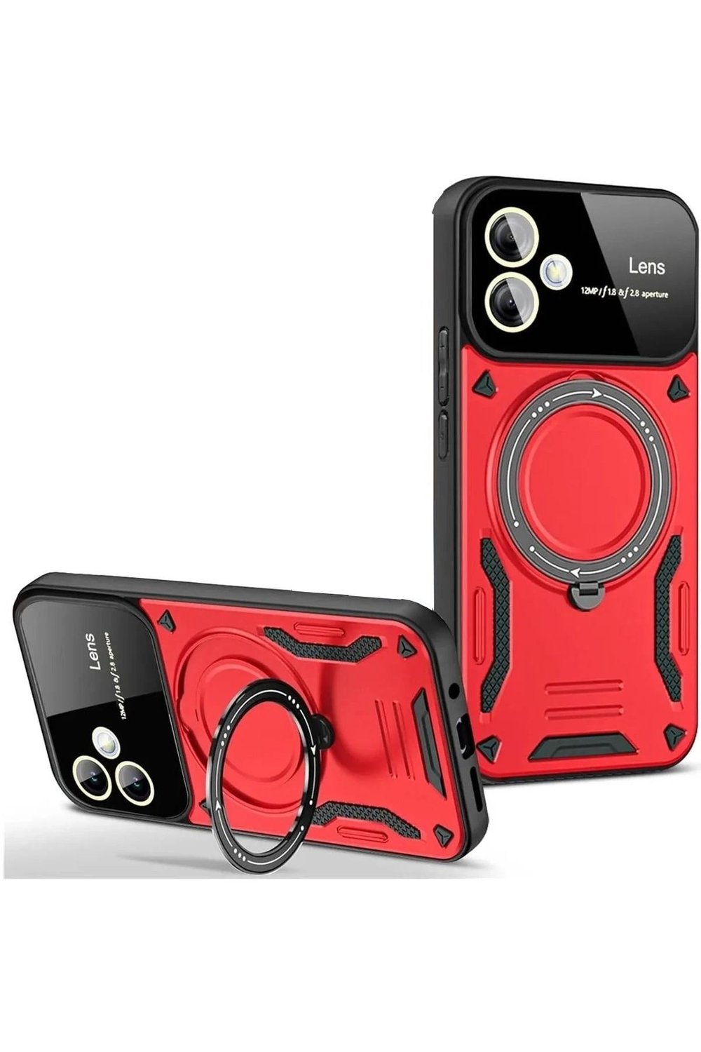 Mey İthalat®  Samsung Galaxy A06 Kılıf Joy Lens Standlı Kapak - Kırmızı