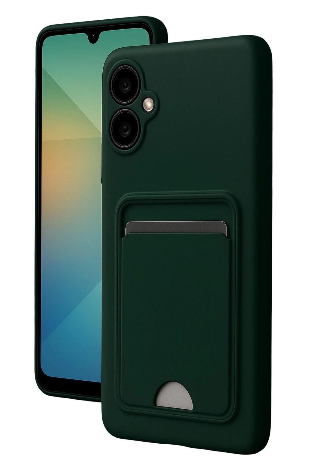 Mey İthalat®  Samsung Galaxy A06 Kılıf Kelvin Kartvizitli Silikon - Koyu Yeşil
