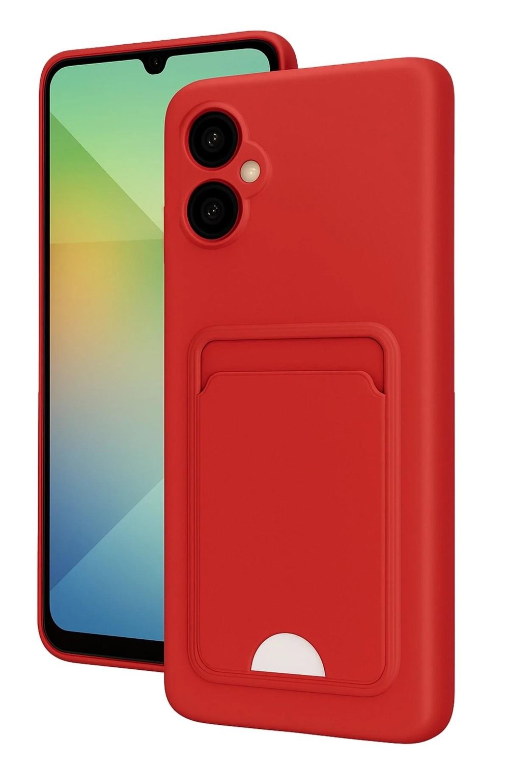 Mey İthalat®  Samsung Galaxy A06 Kılıf Kelvin Kartvizitli Silikon - Kırmızı
