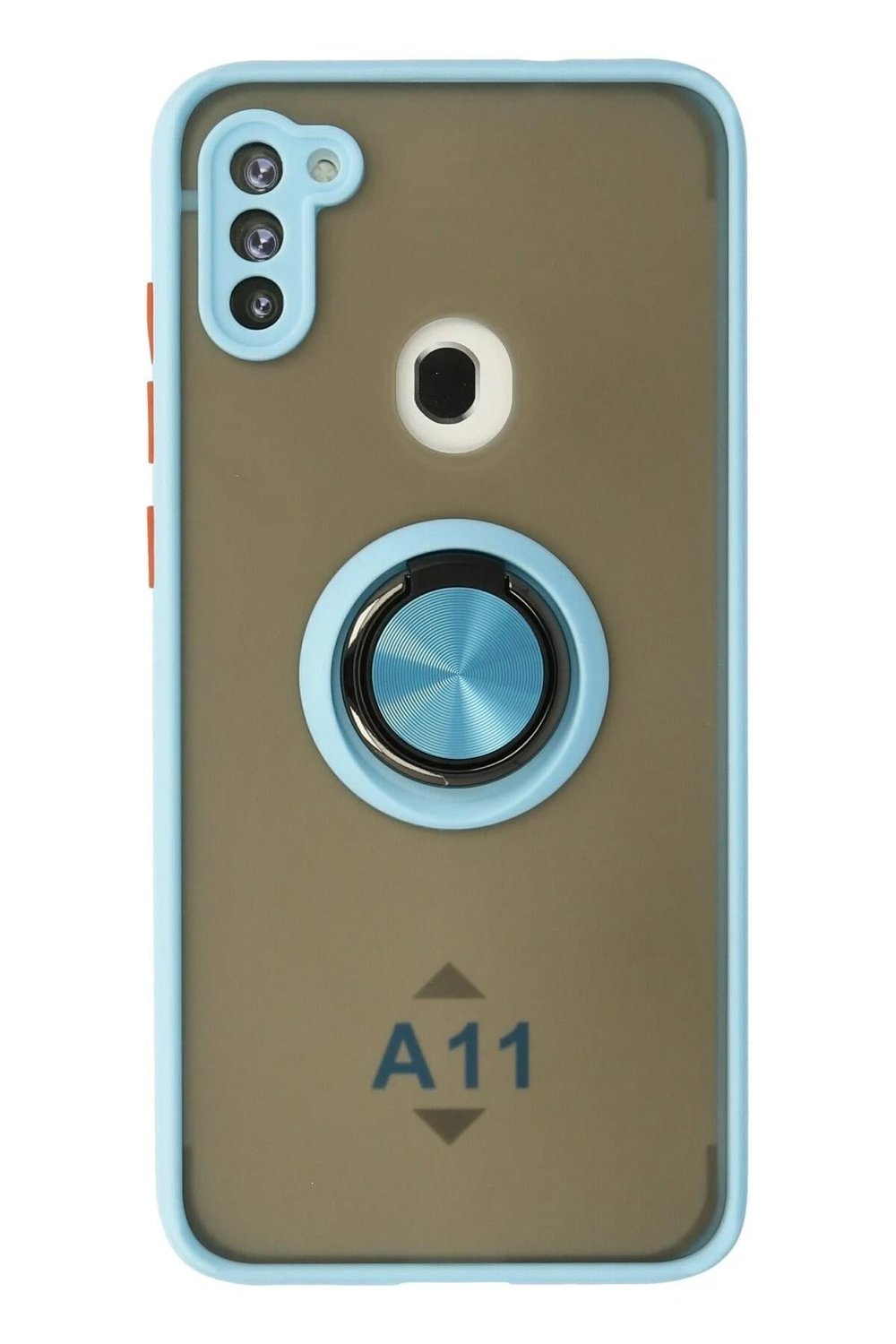 Mey İthalat®  Samsung Galaxy A11 Kılıf Montreal Yüzüklü Silikon Kapak - Buz Mavi