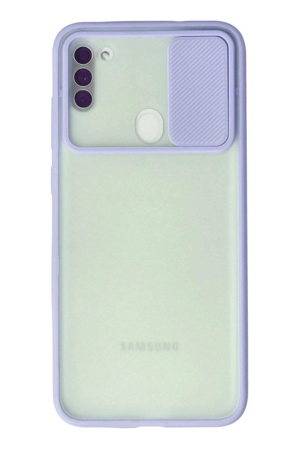 Mey İthalat®  Samsung Galaxy A11 Kılıf Palm Buzlu Kamera Sürgülü Silikon - Lila