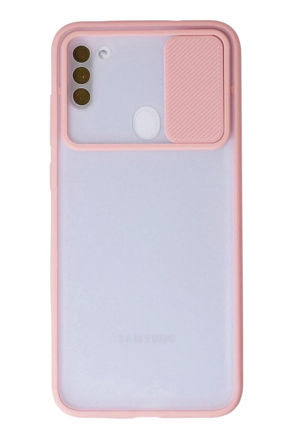 Mey İthalat®  Samsung Galaxy A11 Kılıf Palm Buzlu Kamera Sürgülü Silikon - Pembe
