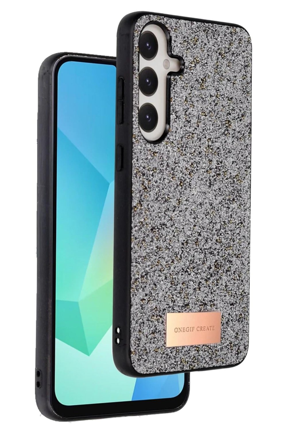 Mey İthalat®  Samsung Galaxy A16 5G Bright Simli Kapak - Gümüş