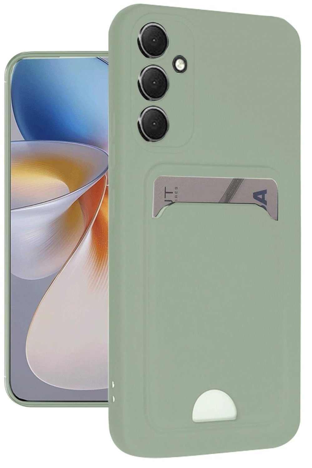Mey İthalat®  Samsung Galaxy A16 5G Kılıf Kelvin Kartvizitli Silikon - Açık Yeşili
