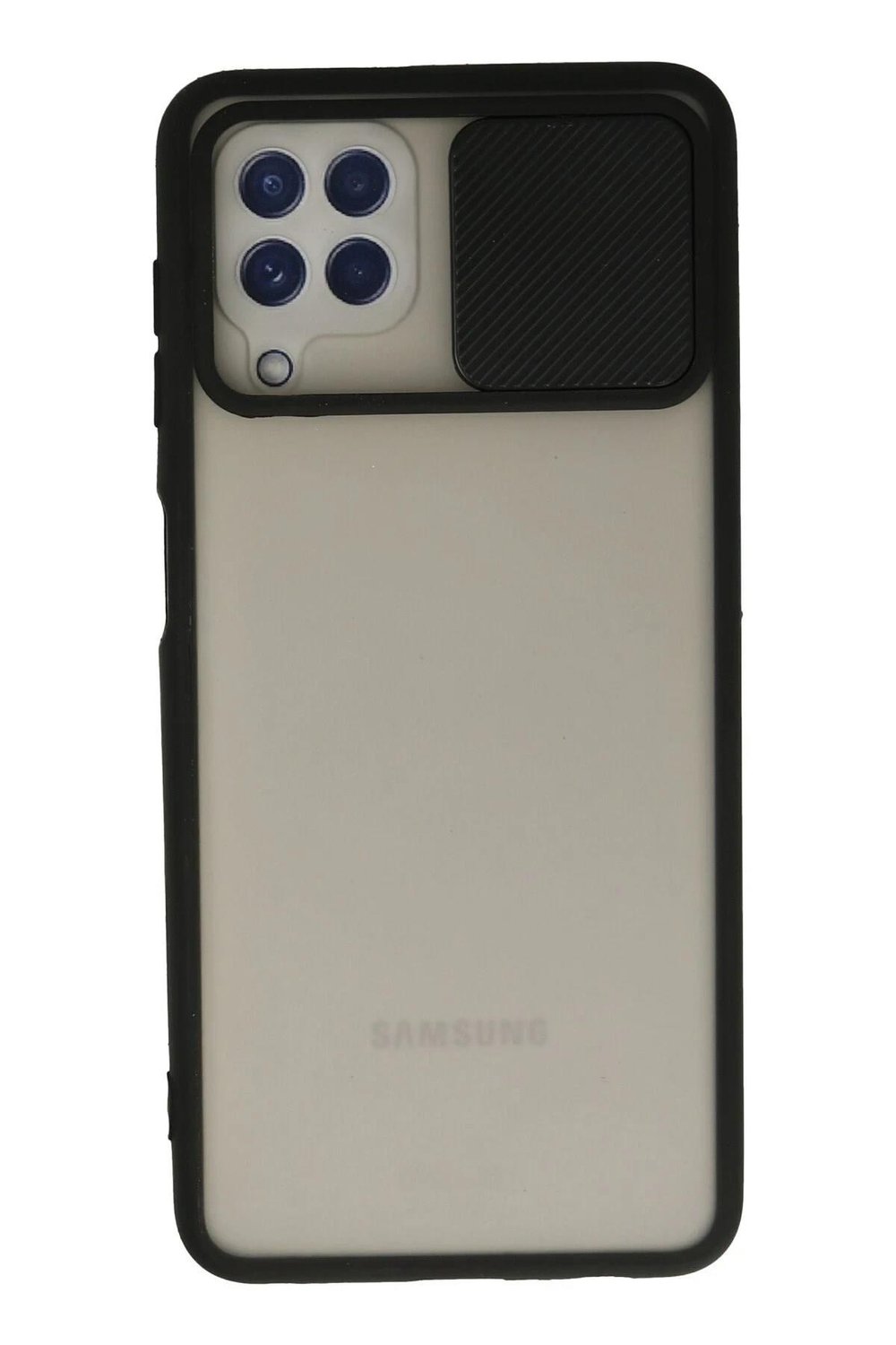 Mey İthalat®  Samsung Galaxy A22 Kılıf Palm Buzlu Kamera Sürgülü Silikon - Siyah