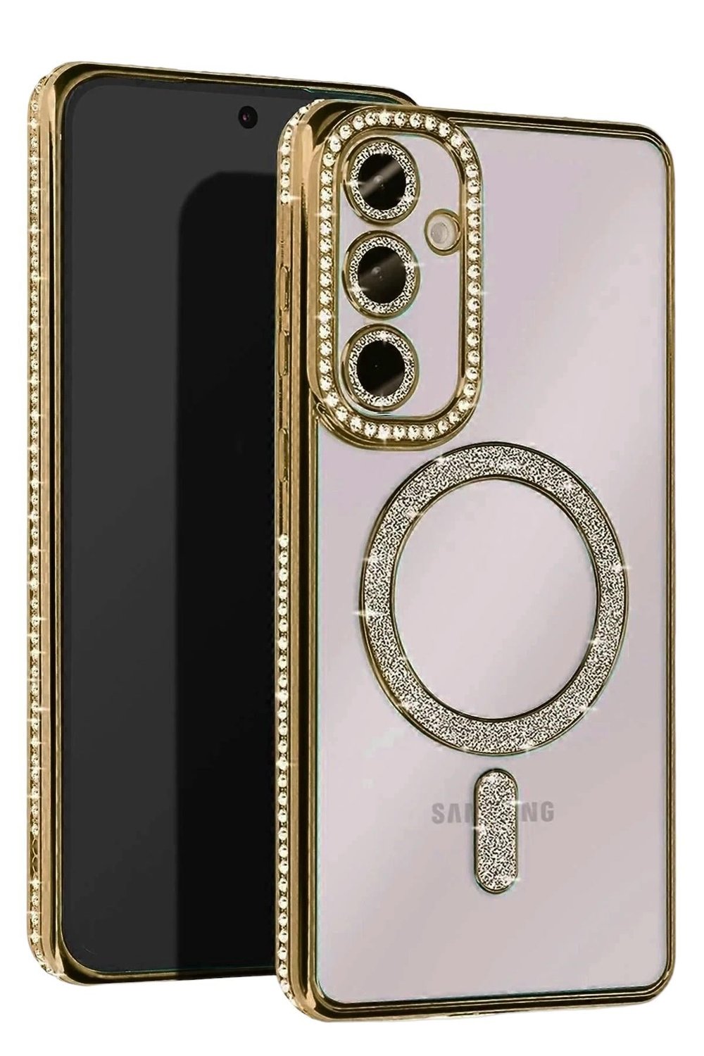 Mey İthalat®  Samsung Galaxy A26 Joke Simli Magneticsafe Kılıf - Gold