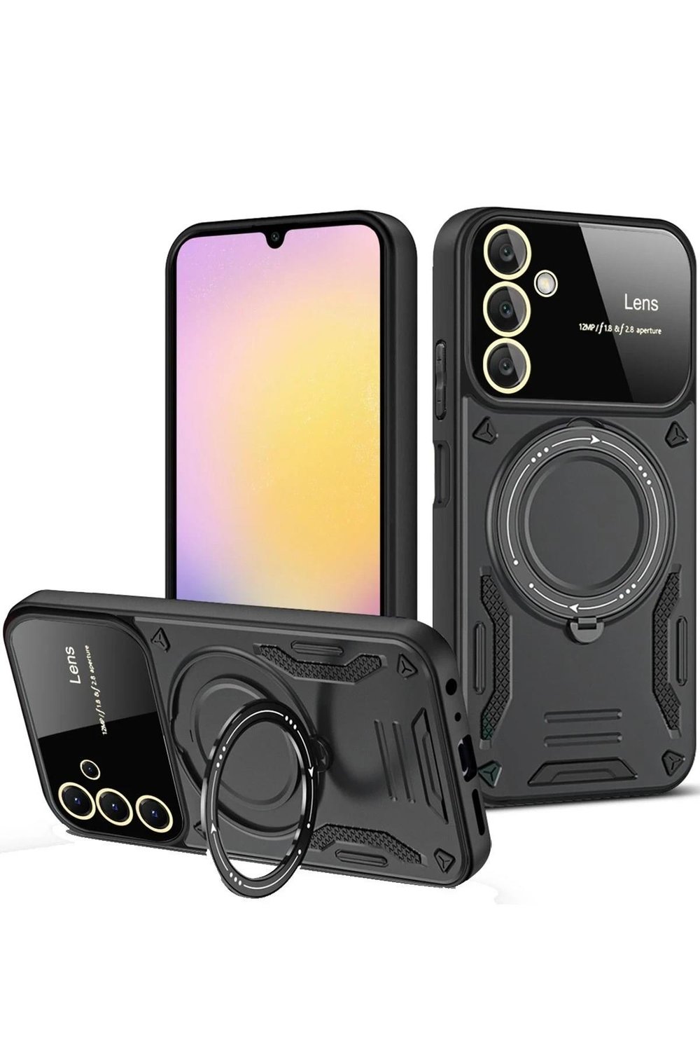 Mey İthalat®  Samsung Galaxy A26 Kılıf Joy Lens Standlı Kapak - Siyah