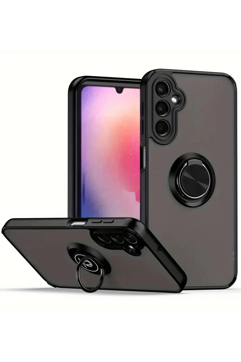 Mey İthalat®  Samsung Galaxy A26 Kılıf Montreal Yüzüklü Silikon Kapak - Siyah