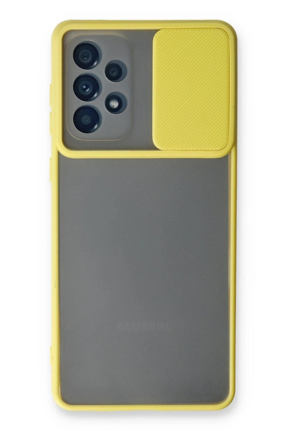 Mey İthalat®  Samsung Galaxy A33 5G Kılıf Palm Buzlu Kamera Sürgülü Silikon - Sarı