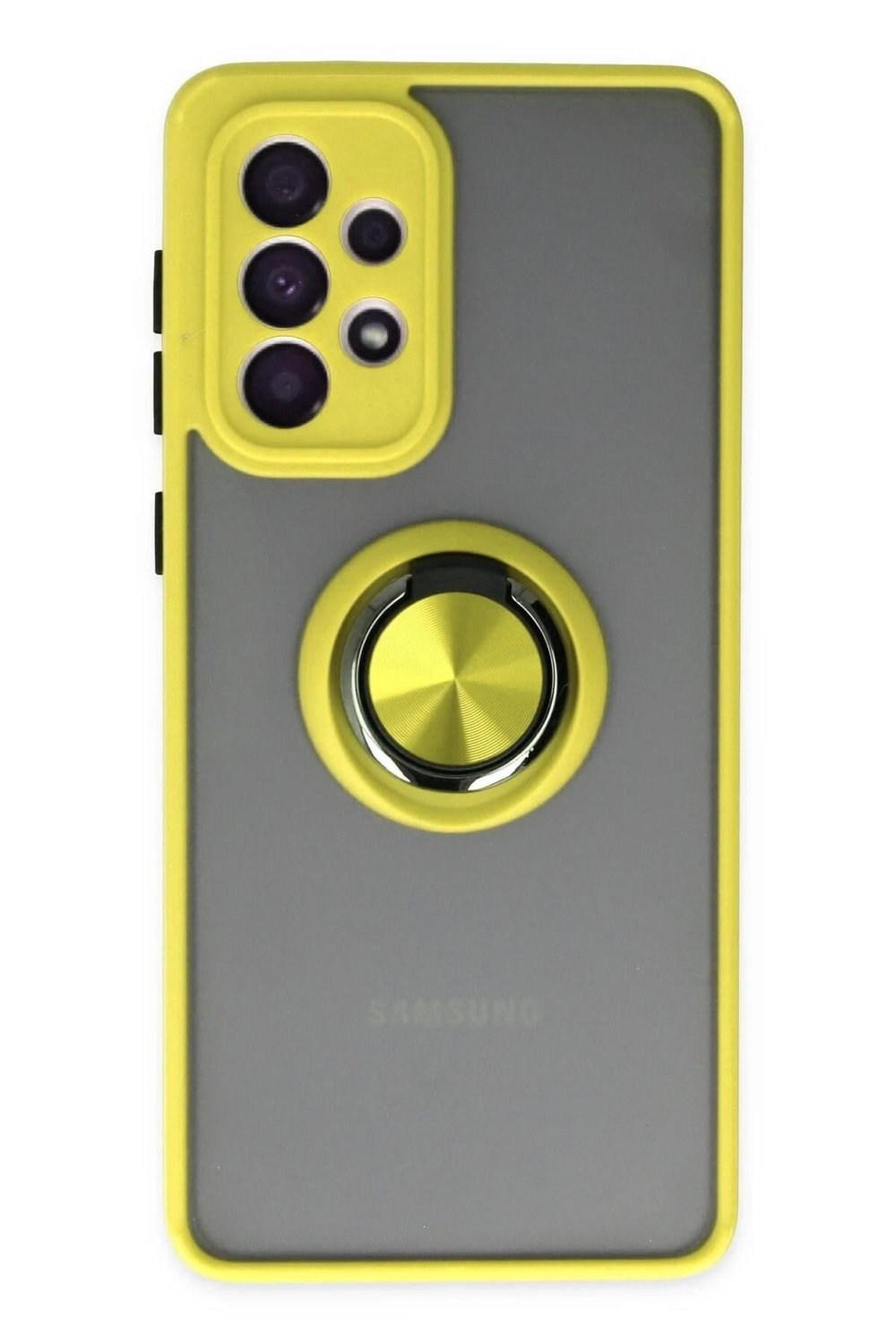 Mey İthalat®  Samsung Galaxy A33 5G Kılıf Montreal Yüzüklü Silikon Kapak - Sarı