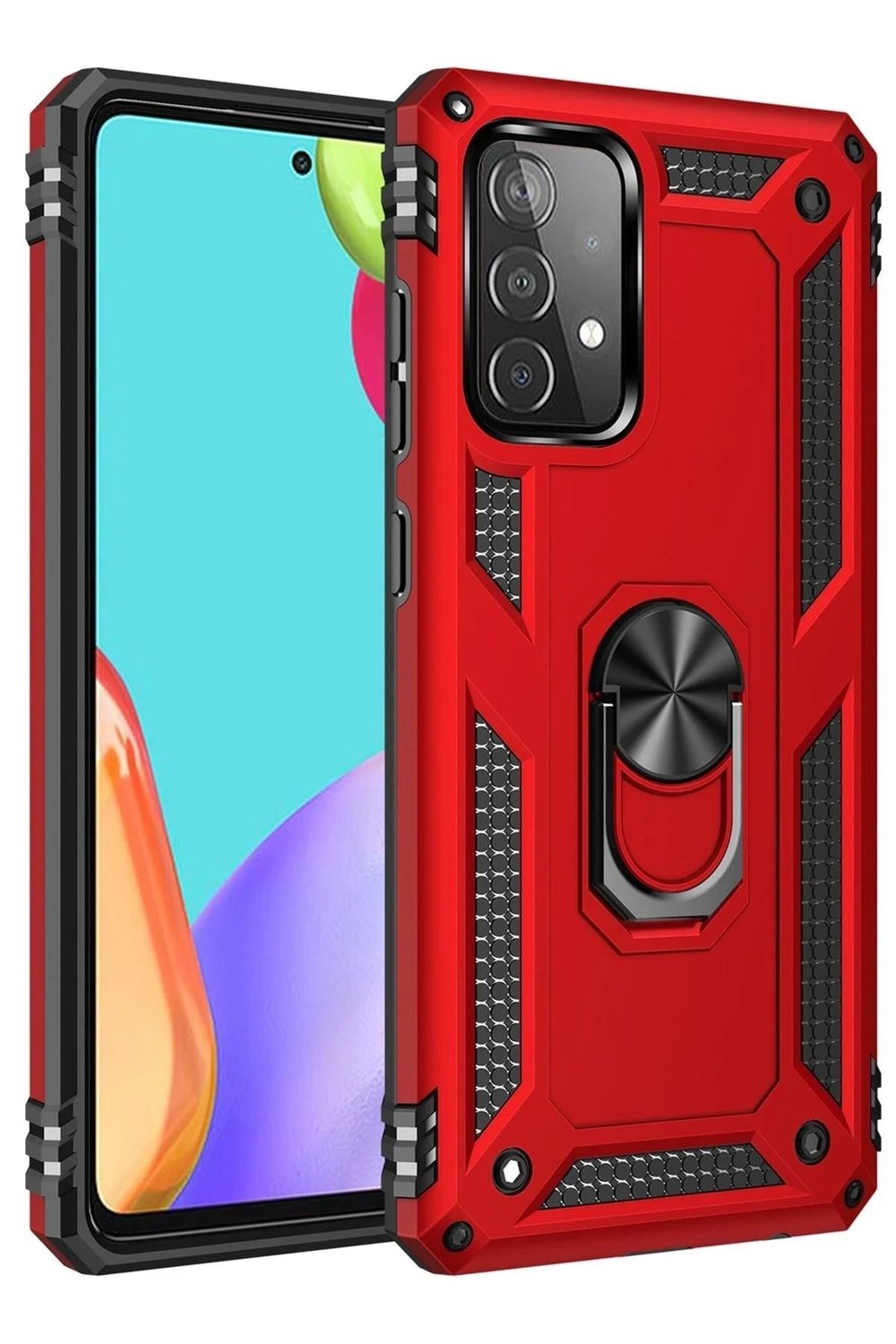 Mey İthalat®  Samsung Galaxy A33 5G Kılıf Sofya Yüzüklü Silikon Kapak - Kırmızı