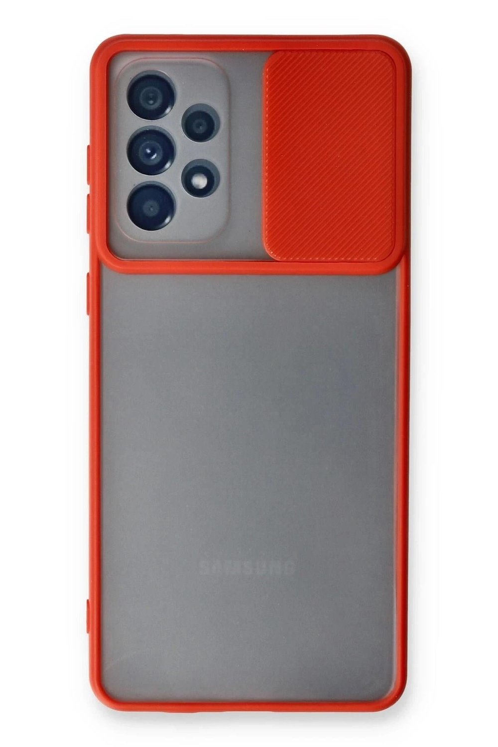 Mey İthalat®  Samsung Galaxy A33 5G Kılıf Palm Buzlu Kamera Sürgülü Silikon - Kırmızı