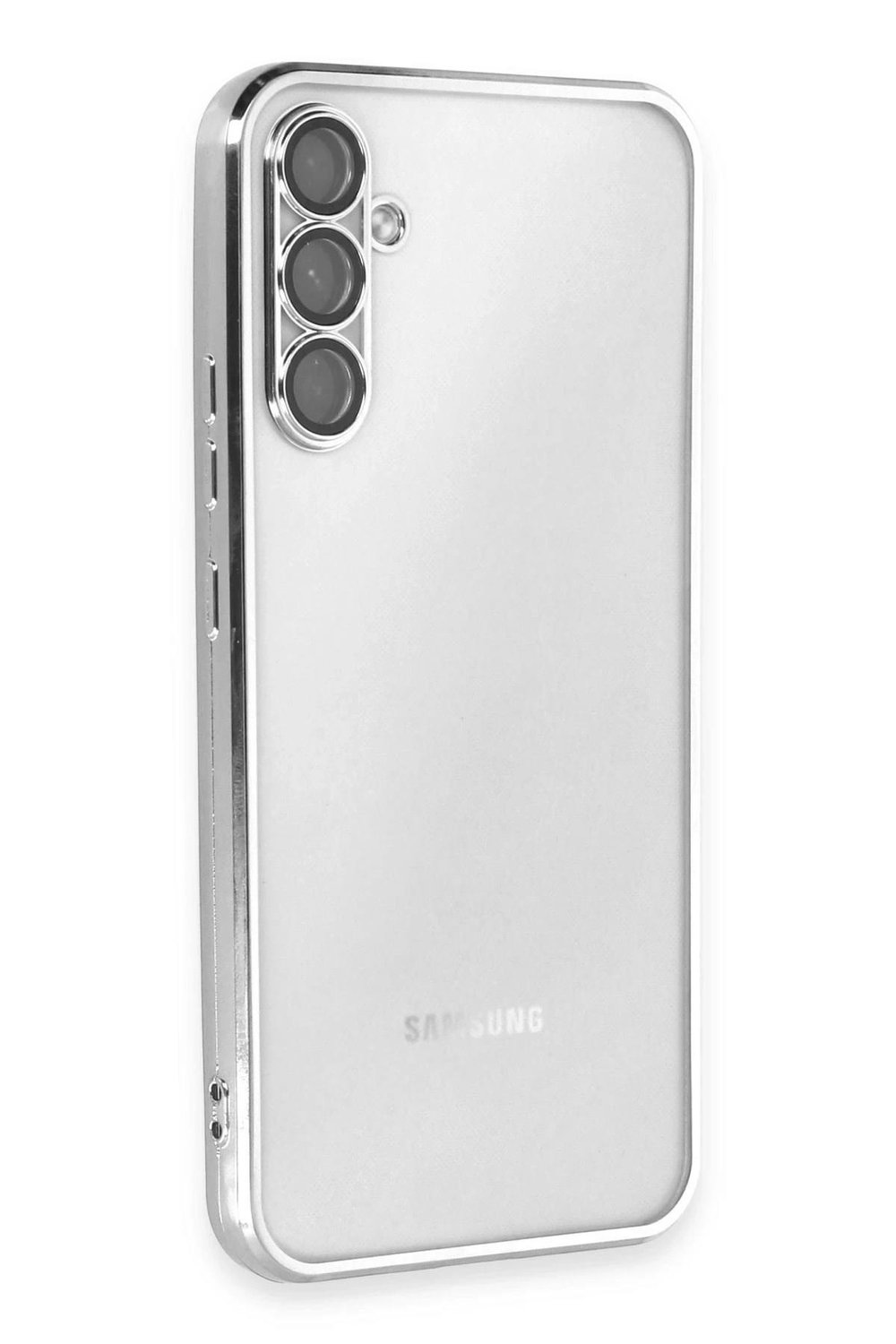 Mey İthalat®  Samsung Galaxy A34 5G Kılıf  Lensli Silikon - Gümüş