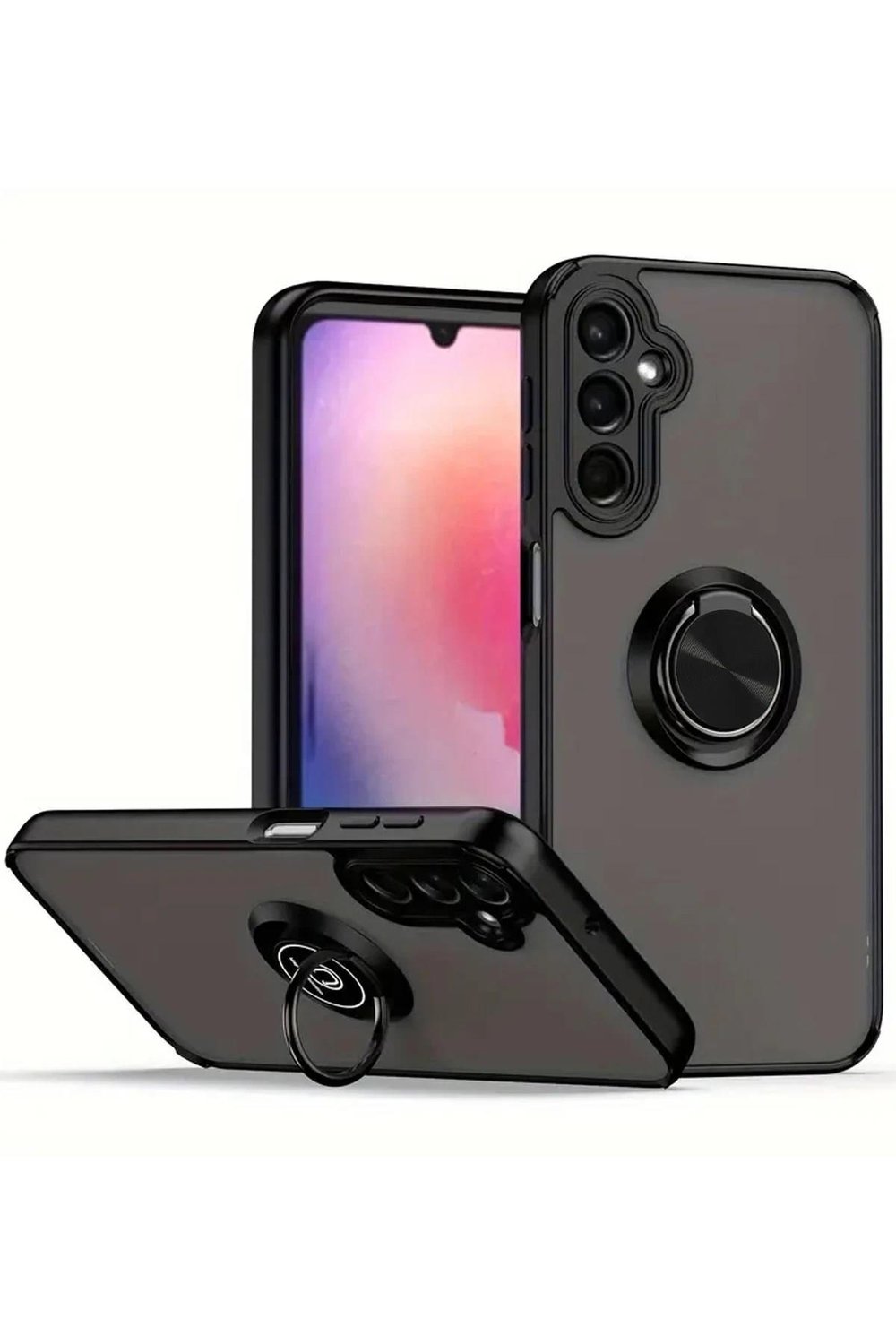 Mey İthalat®  Samsung Galaxy A36 Kılıf Montreal Yüzüklü Silikon Kapak - Siyah