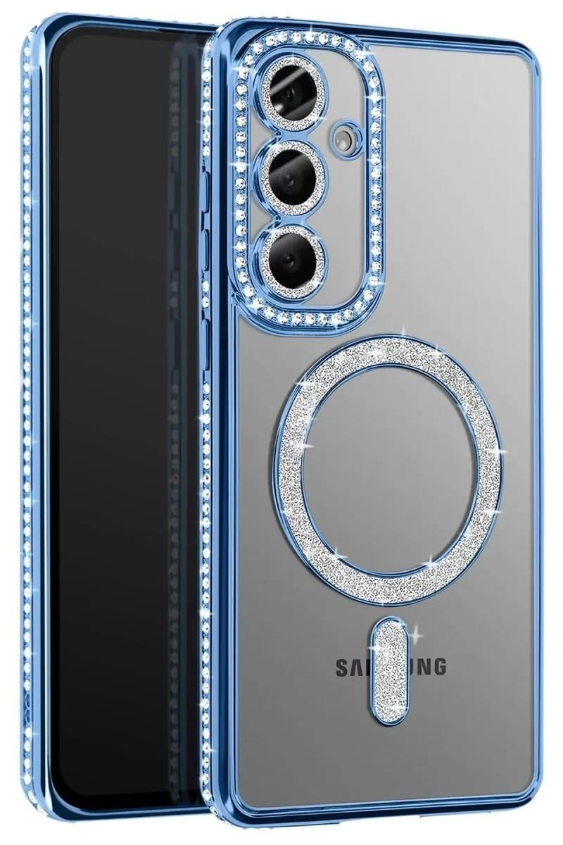 Mey İthalat®  Samsung Galaxy A37 5G Joke Simli Magneticsafe Kılıf - Mavi