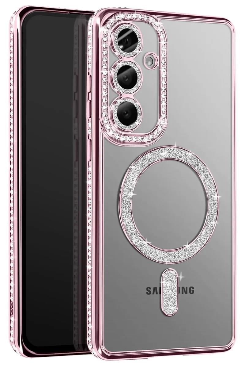 Mey İthalat®  Samsung Galaxy A37 5G Joke Simli Magneticsafe Kılıf - Pembe