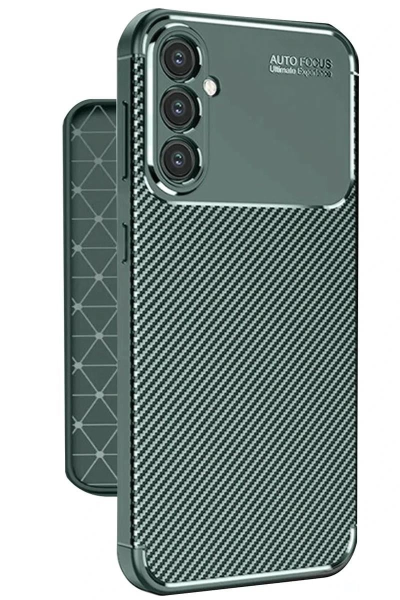 Mey İthalat®  Samsung Galaxy A56 Kılıf Auto Focus Karbon Kapak - Koyu Yeşil