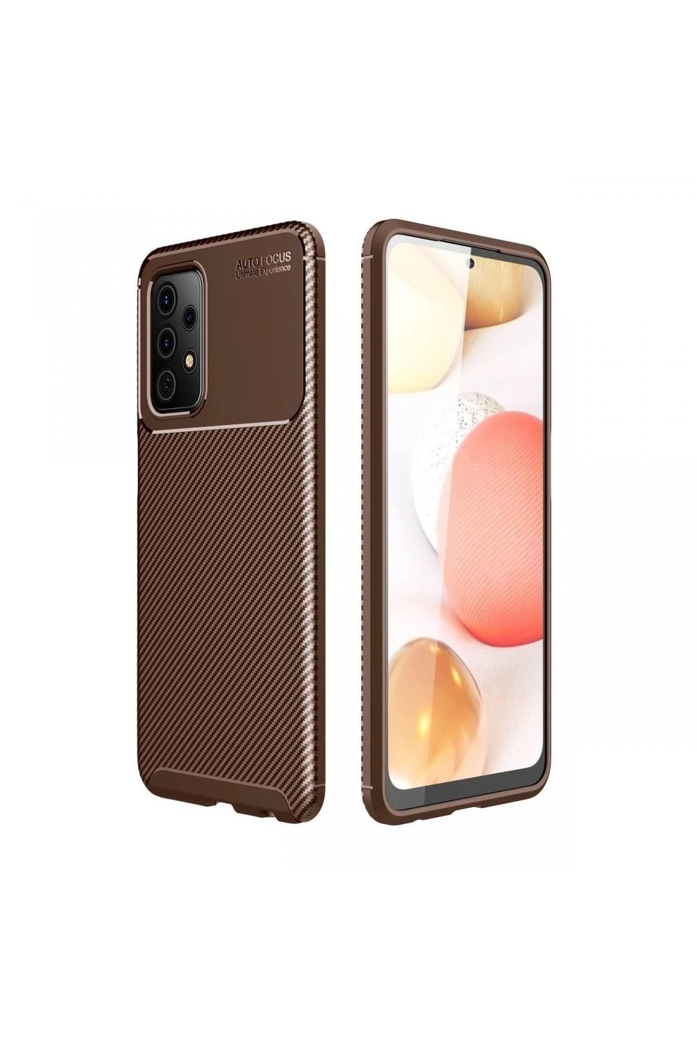 Mey İthalat®  Samsung Galaxy A72 Kılıf Auto Focus Karbon Kapak - Kahverengi