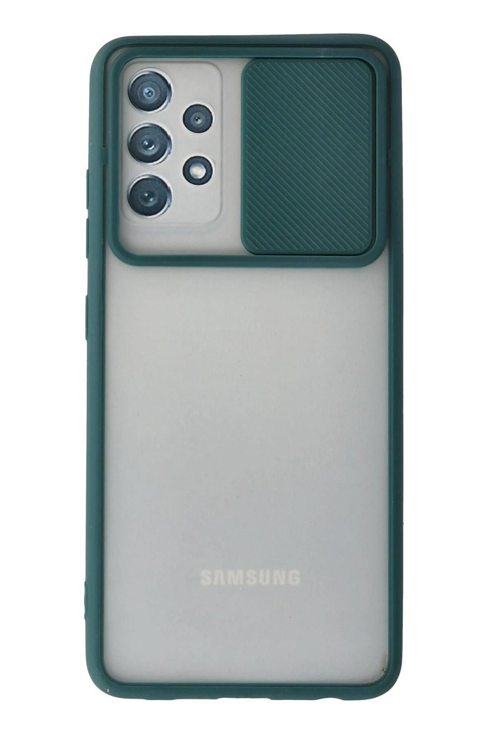 Mey İthalat®  Samsung Galaxy A72 Kılıf Palm Buzlu Kamera Sürgülü Silikon - Yeşil