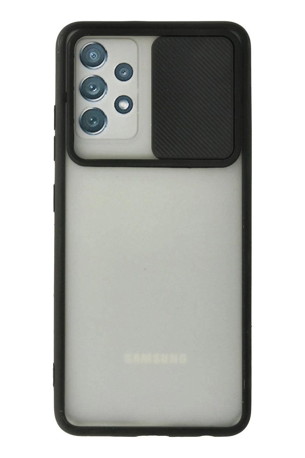 Mey İthalat®  Samsung Galaxy A72 Kılıf Palm Buzlu Kamera Sürgülü Silikon - Siyah