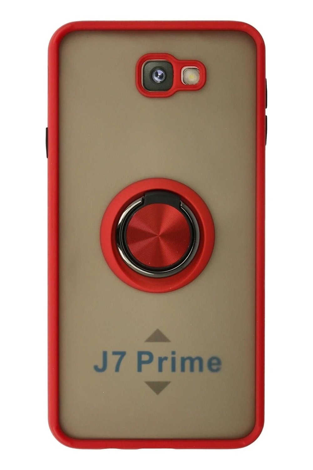 Mey İthalat®  Samsung Galaxy J7 Prime Kılıf Montreal Yüzüklü Silikon Kapak - Kırmızı