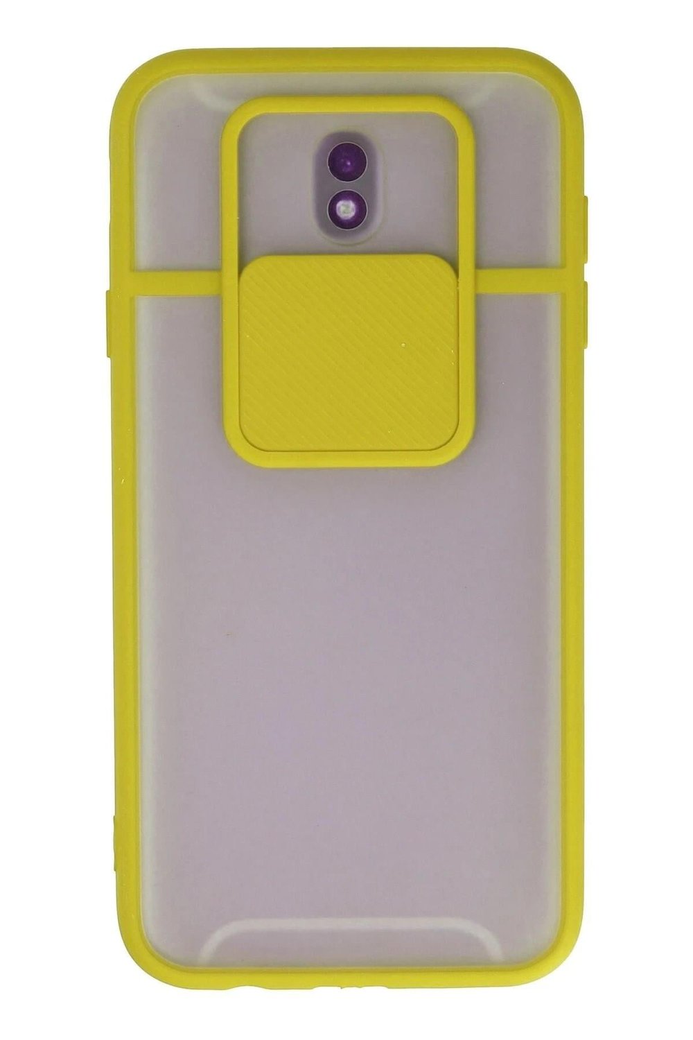 Mey İthalat®  Samsung Galaxy J7 Pro / J730 Kılıf Palm Buzlu Kamera Sürgülü Silikon - Sarı