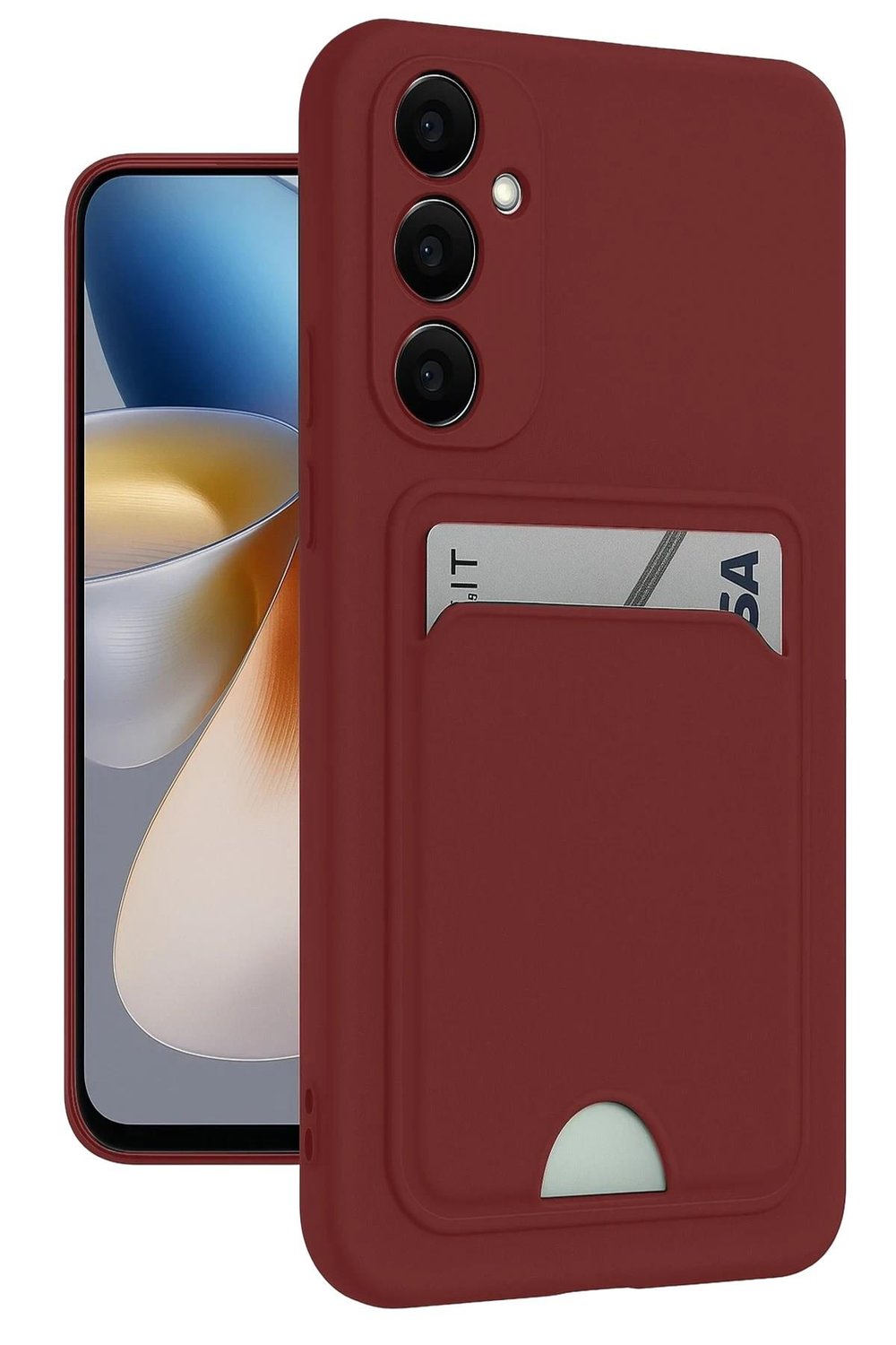 Mey İthalat®  Samsung Galaxy M15 Kelvin Kartvizitli Silikon - Bordo