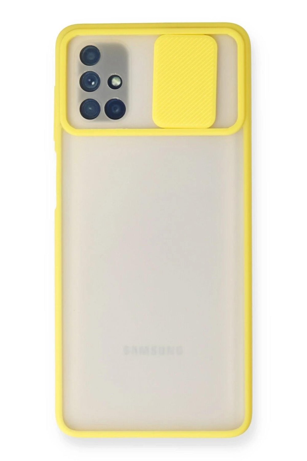 Mey İthalat®  Samsung Galaxy M51 Kılıf Palm Buzlu Kamera Sürgülü Silikon - Sarı