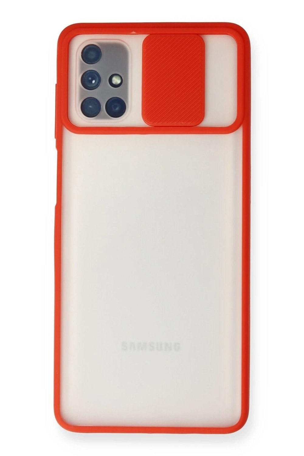 Mey İthalat®  Samsung Galaxy M51 Kılıf Palm Buzlu Kamera Sürgülü Silikon - Kırmızı