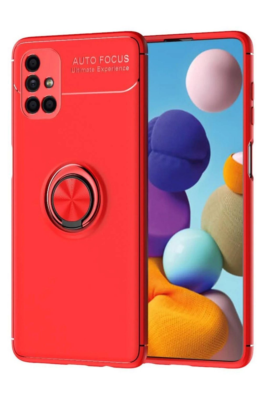 Mey İthalat®  Samsung Galaxy M51 Kılıf Range Yüzüklü Silikon - Kırmızı