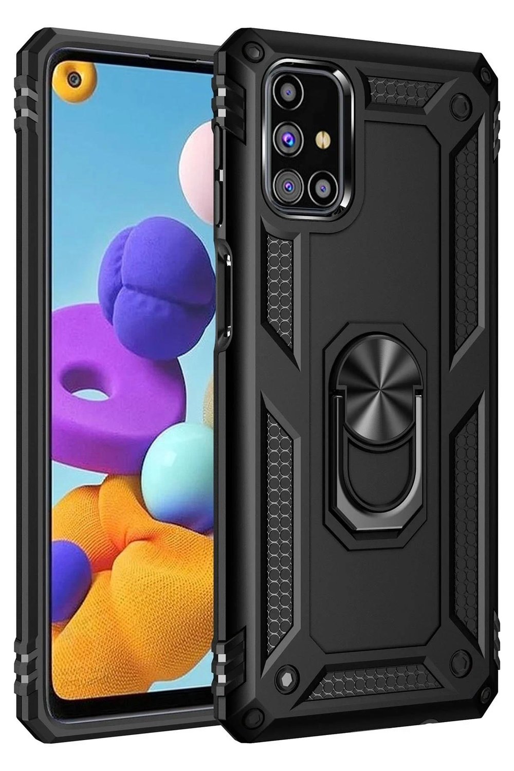 Mey İthalat®  Samsung Galaxy M51 Kılıf Sofya Yüzüklü Silikon Kapak - Siyah