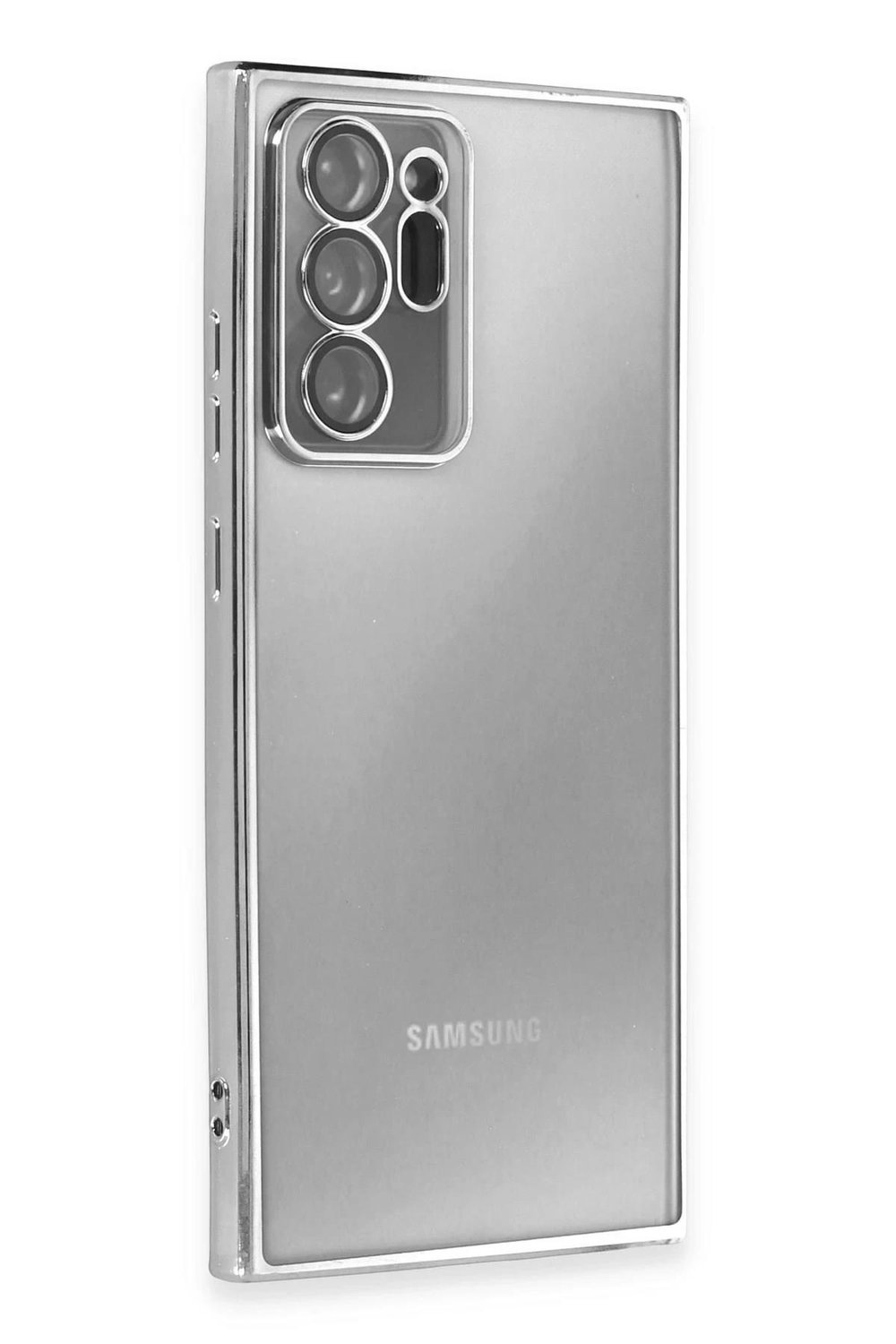 Mey İthalat®  Samsung Galaxy Note 20 Ultra Kılıf  Lensli Silikon - Gümüş