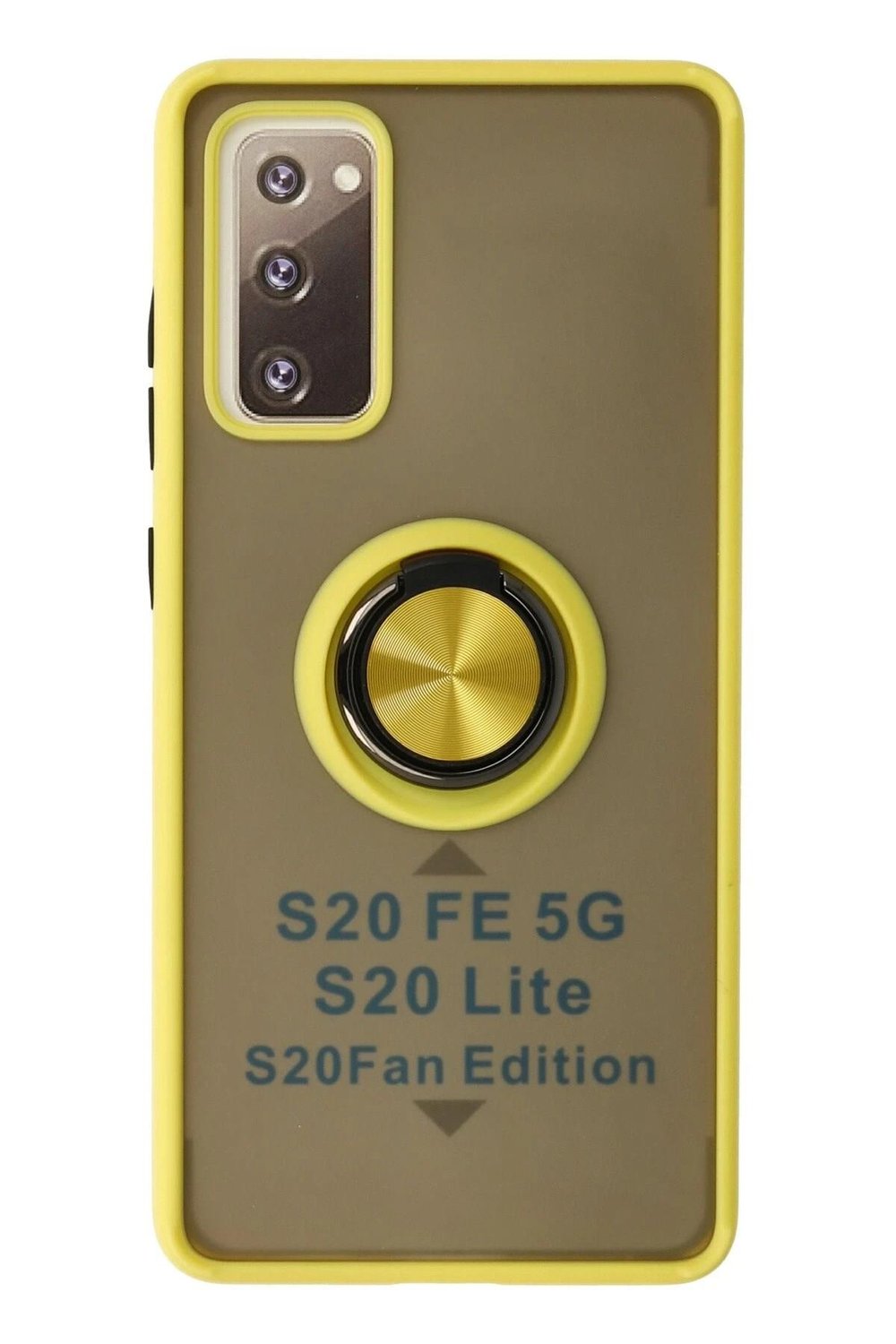 Mey İthalat®  Samsung Galaxy S20 FE Kılıf Montreal Yüzüklü Silikon Kapak - Sarı