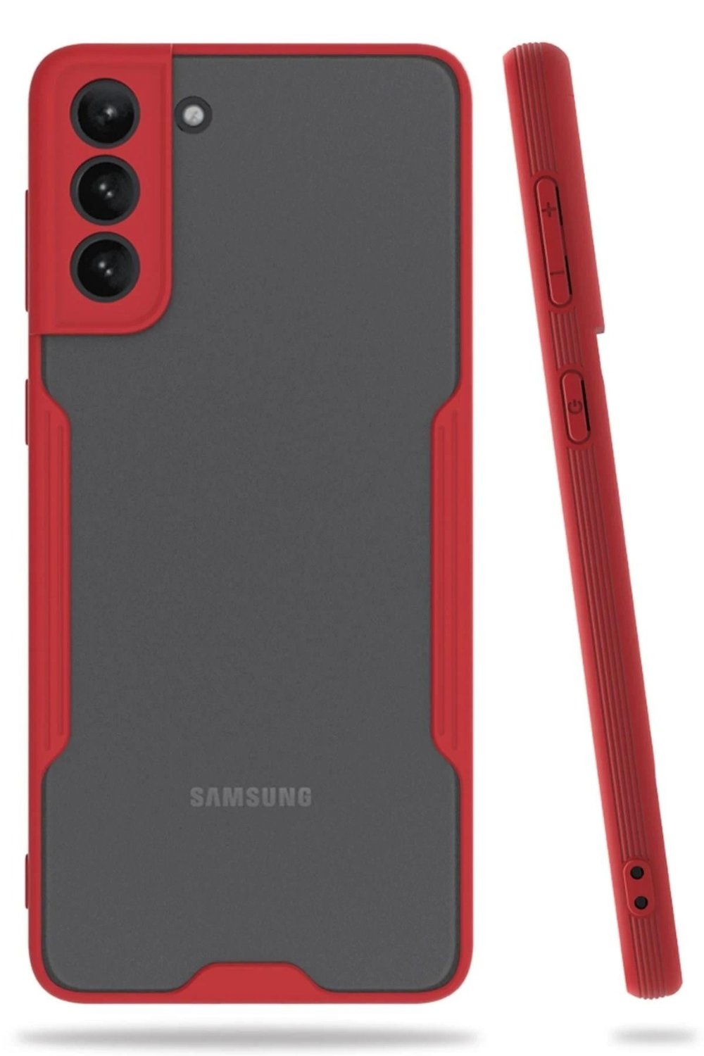 Mey İthalat®  Samsung Galaxy S21 Plus Kılıf Platin Silikon - Kırmızı